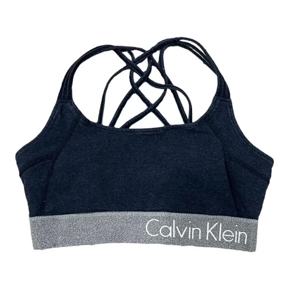 Calvin Klein Performance Gray Strappy Back Sports Bra M - Picture 1 of 6